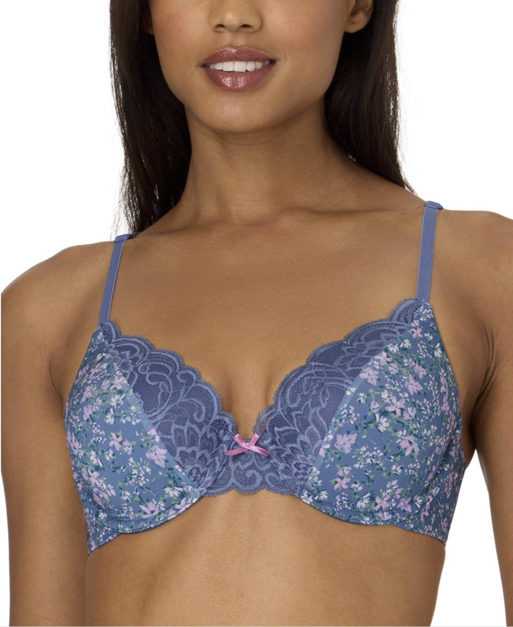 Maidenform Women Comfort Devotion Lace Shaping Bra Dungaree Blue Size 34C